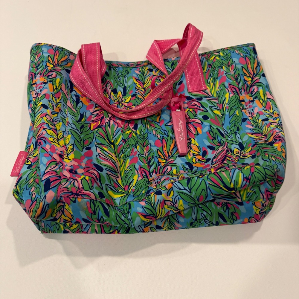 Lilly Pulitzer Tropical Floral Insulated Cooler Tote Bag Pink Blue Green Large